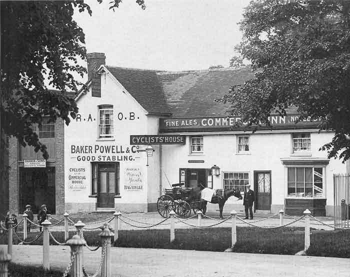 pub with white facing, green area in front